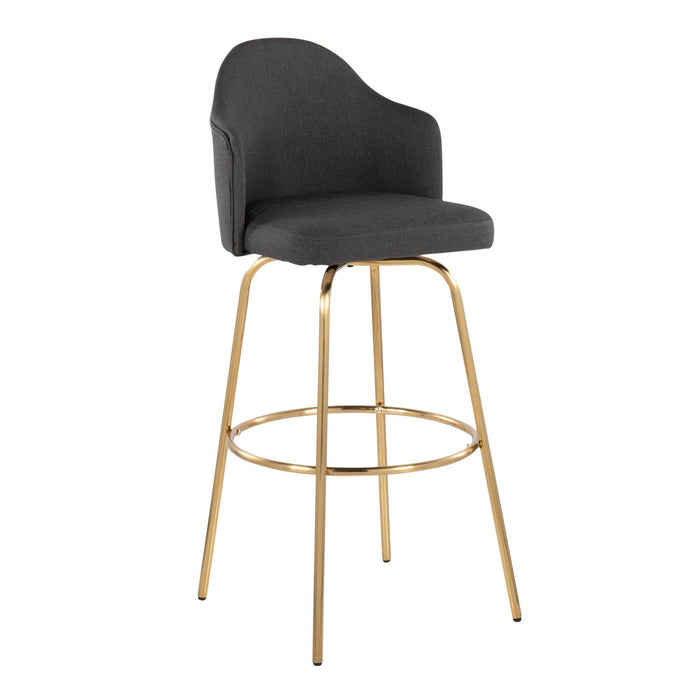 Ahoy - Fixed-Height Bar Stool - Metal Legs And Round Metal Footrest With Fabric Seat (Set of 2)