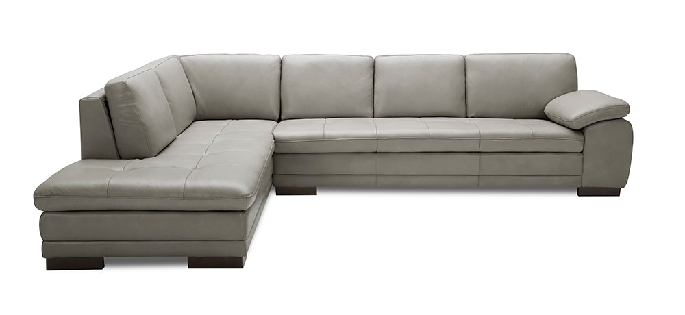 J & M Furniture 625 Italian Leather Sectional Grey in Left Hand Facing