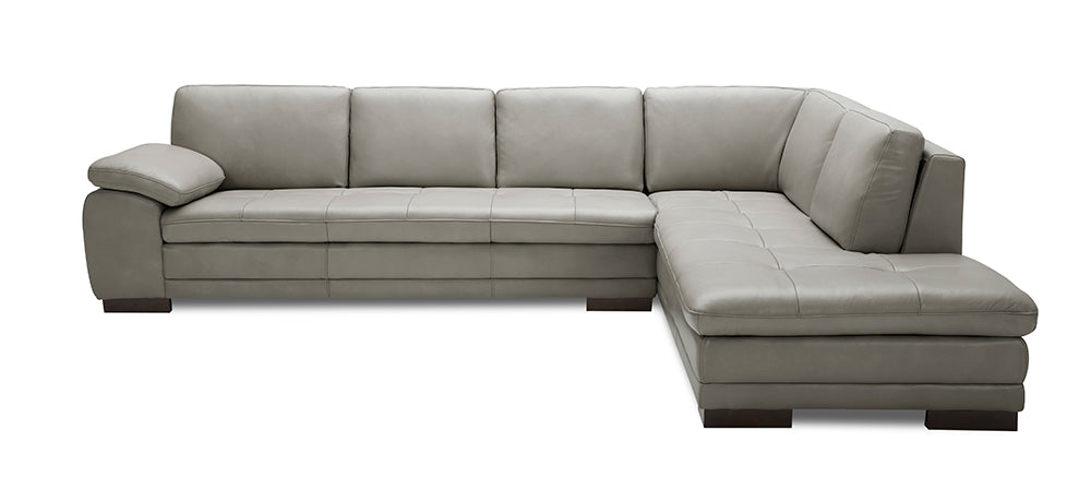 J & M Furniture 625 Italian Leather Sectional Grey in Right Hand Facing