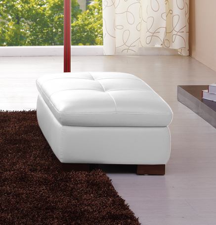 J & M Furniture 625 Italian Leather Ottoman in White