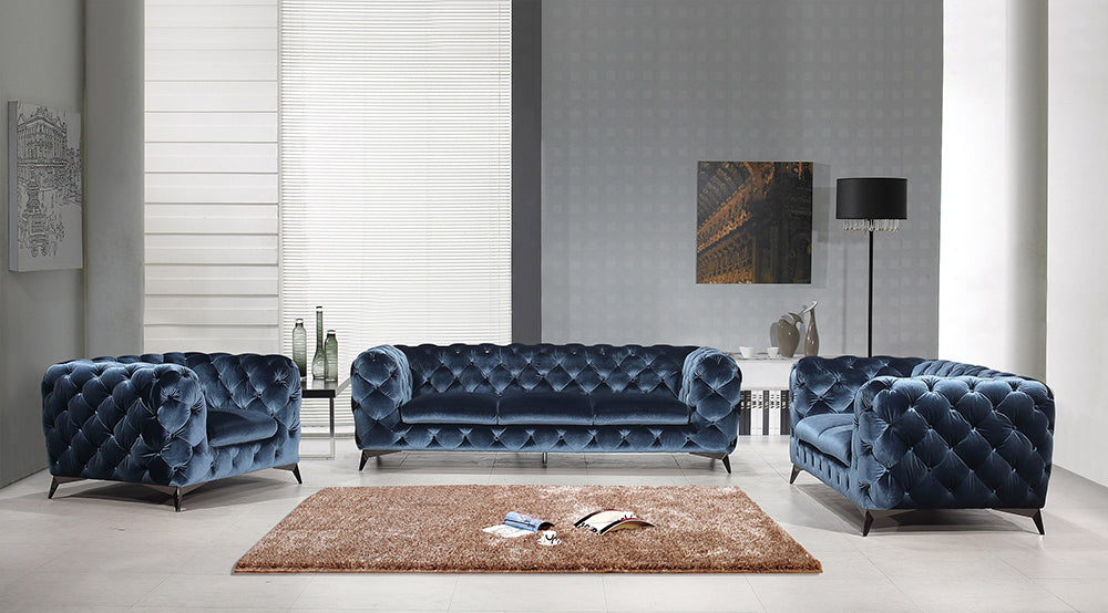 J & M Furniture Glitz Love Seat in Blue
