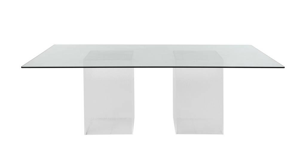 Chintaly VALERIE Contemporary 84" Rectangular Glass Dining Table