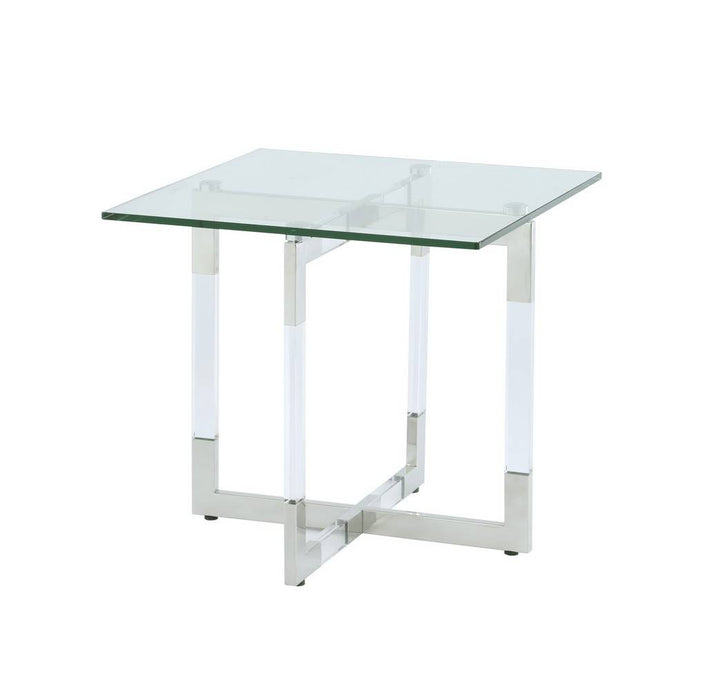 Chintaly YASMIN-OCC Contemporary Glass Lamp Table w/ Acrylic Floating Base