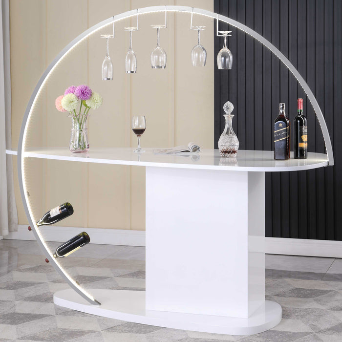 Chintaly BOWERY-BAR Stainless Steel Bar Arc w/ Customizable LED Lights Brushed SS