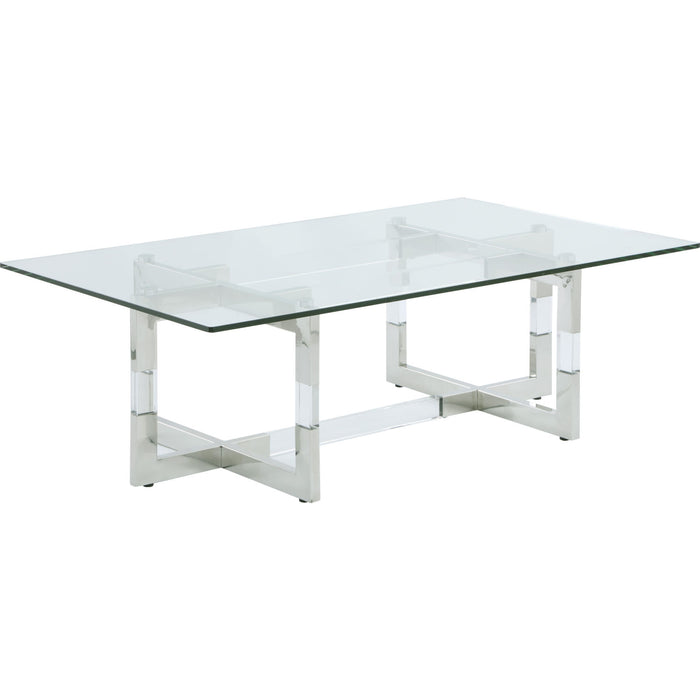 Chintaly YASMIN-OCC Contemporary Glass Cocktail Table w/ Acrylic Floating Base