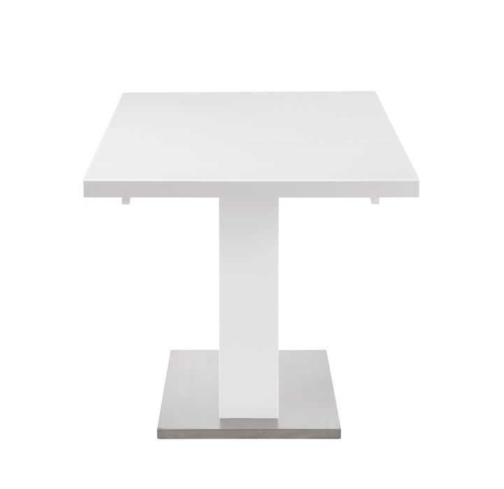 Chintaly VANESSA Contemporary Pop-Up-Extendable White Glass Dining Table