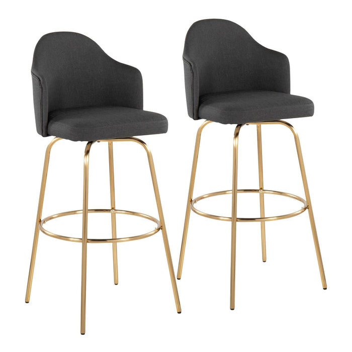 Ahoy - Fixed-Height Bar Stool - Metal Legs And Round Metal Footrest With Fabric Seat (Set of 2)