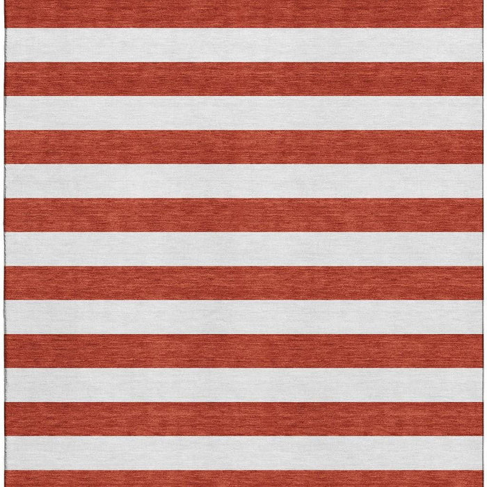 3' X 5' Striped Washable Area Rug With UV Protection (647645) - Red / Ivory