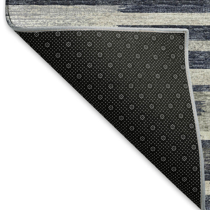 8' Abstract Washable Round Rug With UV Protection (644937) - Gray / Charcoal / Ivory