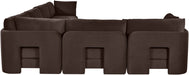 Velvet performance fabric Meridian Furniture 6-piece corner sectional with plush cushions and modern design in a stationary sectional style.