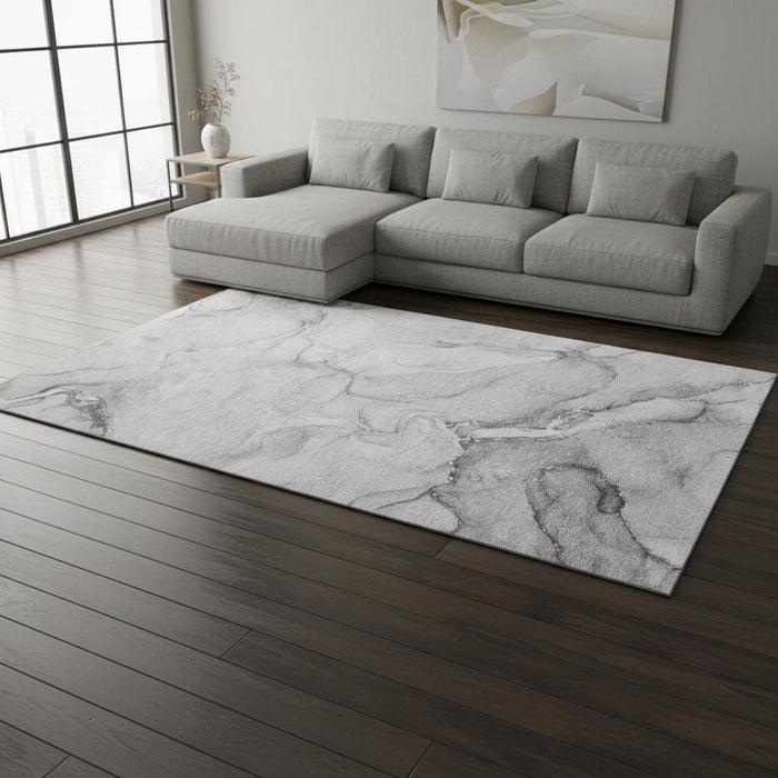 10' X 14' Abstract Washable Area Rug With UV Protection (647170) - Gray / Ivory