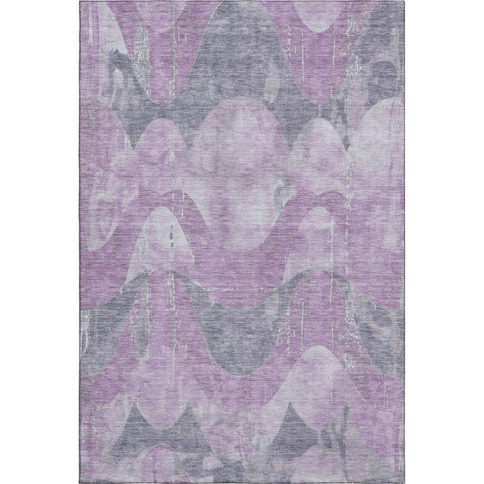10' X 14' Abstract Washable Area Rug With UV Protection (701359) - Lavender / Gray