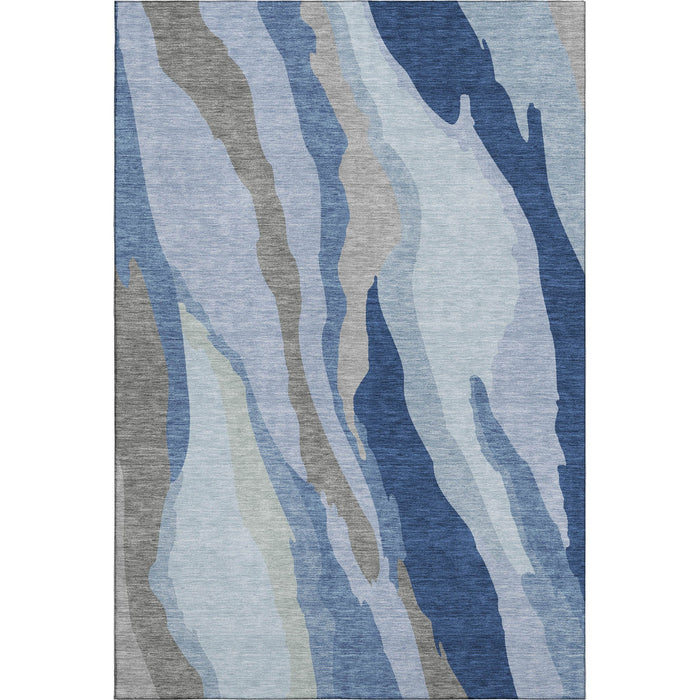 10' X 14' Abstract Washable Area Rug With UV Protection (682109) - Blue / Gray
