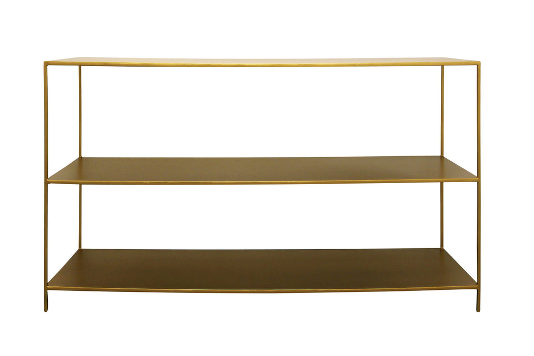 Iron Console Table With Shelves - Brass