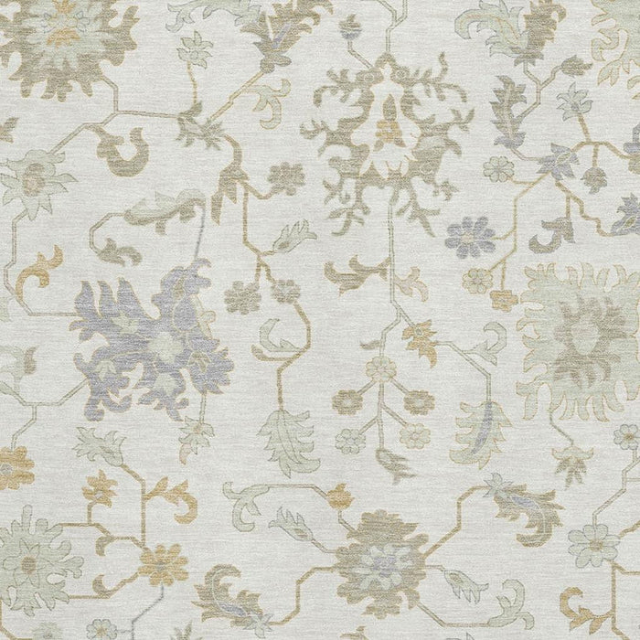 10' X 14' Floral Washable Area Rug With UV Protection (705911) - Ivory / Beige / Gray