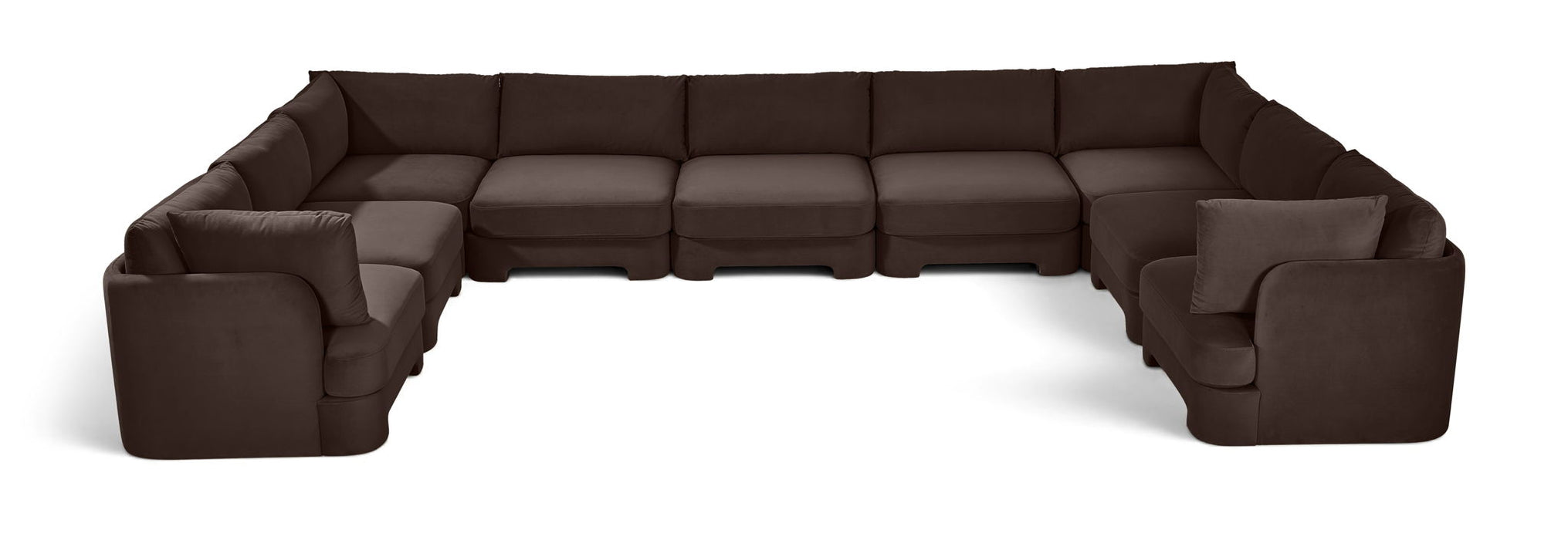 Meridian Furniture Hammond velvet performance fabric 9-piece sectional sofa with plush upholstery and modern design.
