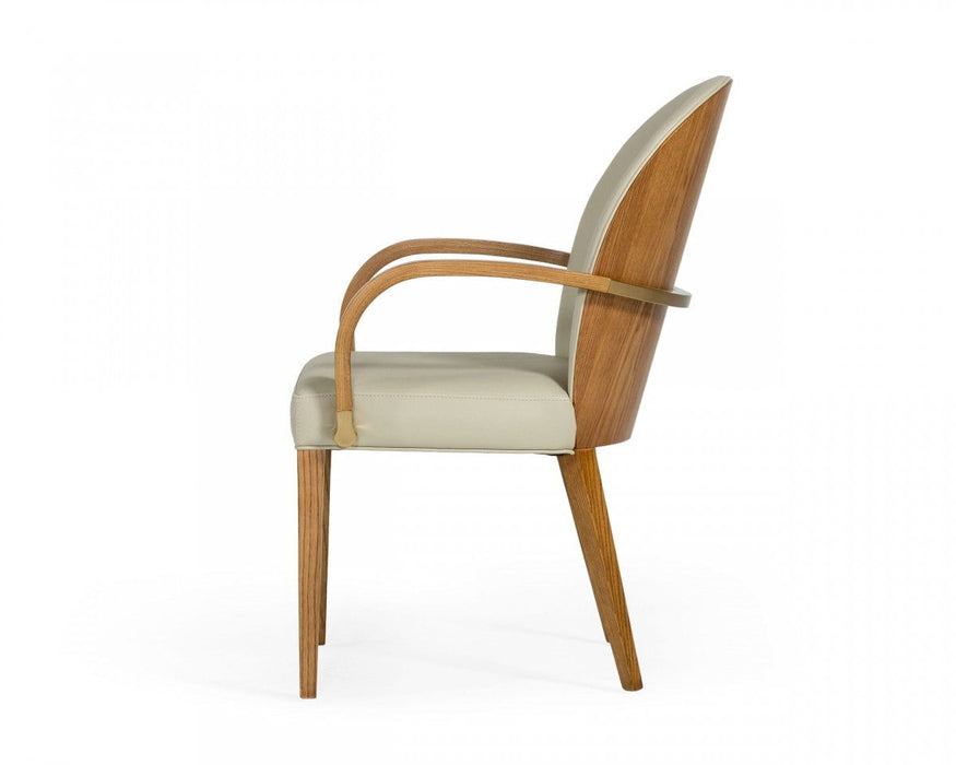 Modern Upholstered Faux Leather Dining Arm Chair - Gray