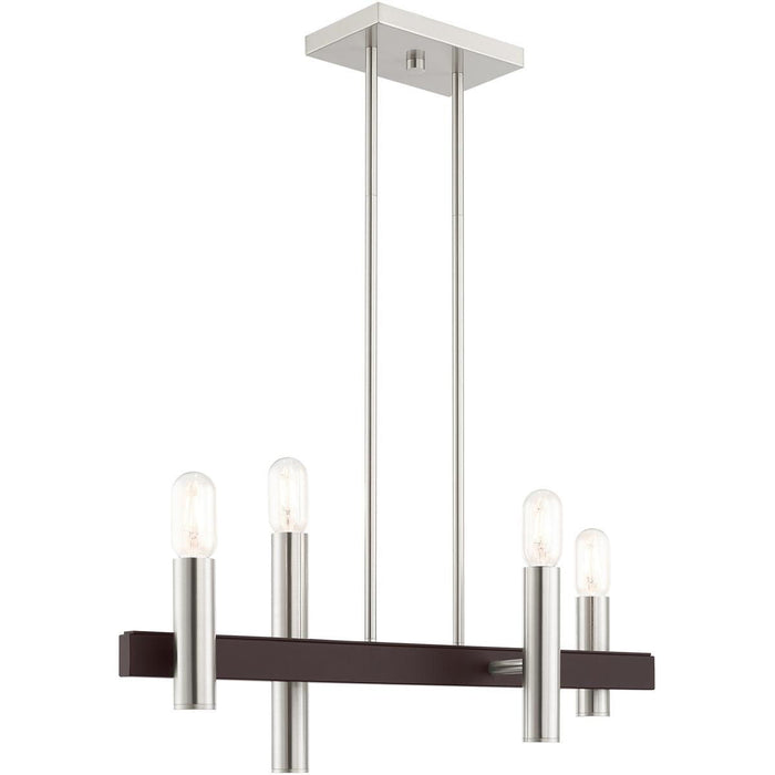 24'' Four Light Dimmable Chandelier With Shades - Bronze