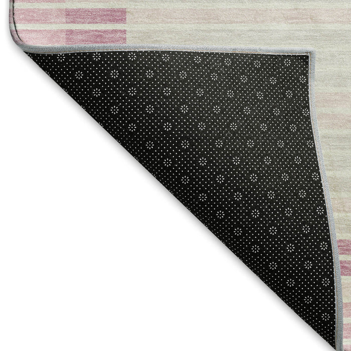 10' X 14' Striped Washable Area Rug With UV Protection (693492) - Pink / Ivory / Mauve