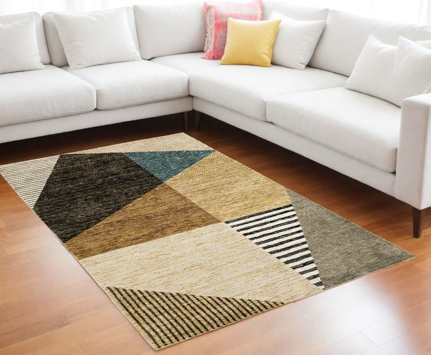 10' x 13' Geometric Power Loom Area Rug - Beige And Blue