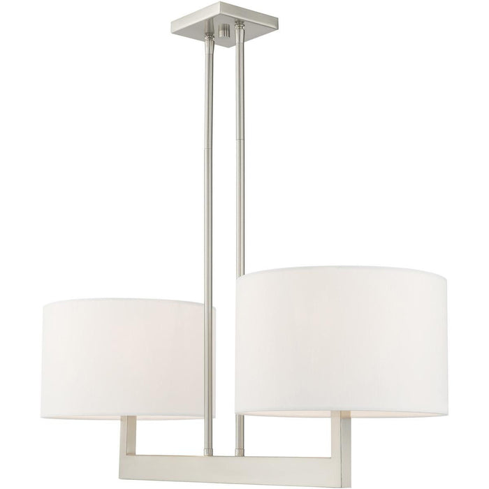 22" Two Light Dimmable Chandelier With Shades - Nickel