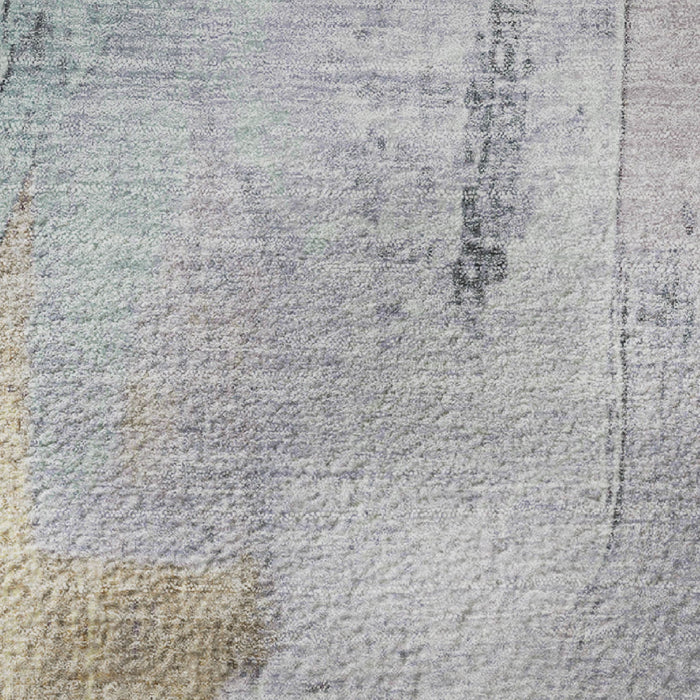 10' X 14' Abstract Washable Area Rug With UV Protection (709690) - Lavender / Gold / Charcoal