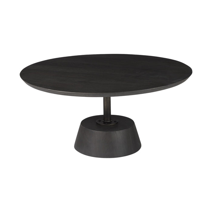 Wooden Pedestal Base Coffee Table - Black
