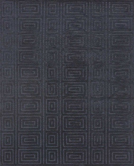 5' X 8' Wool Geometric Hand Knotted Area Rug (744157) - Gray / Black