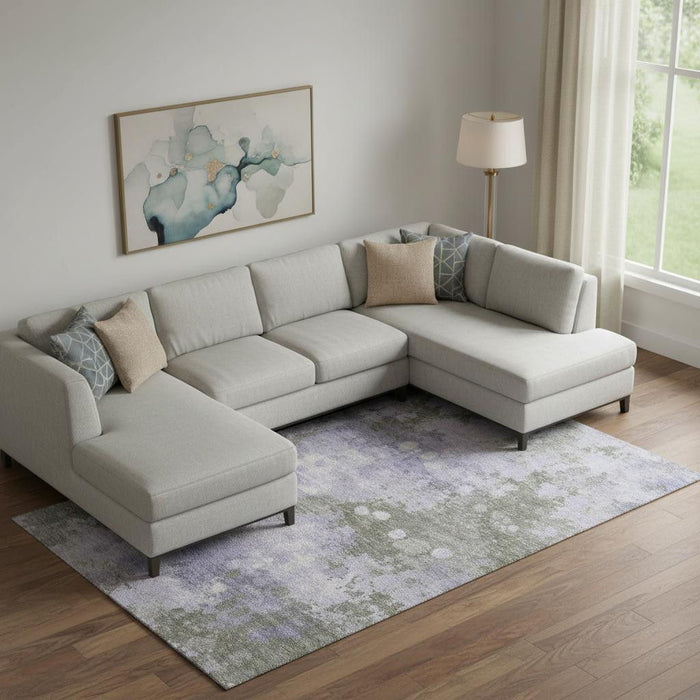 10' X 14' Abstract Washable Area Rug With UV Protection (710340) - Lavender / Taupe