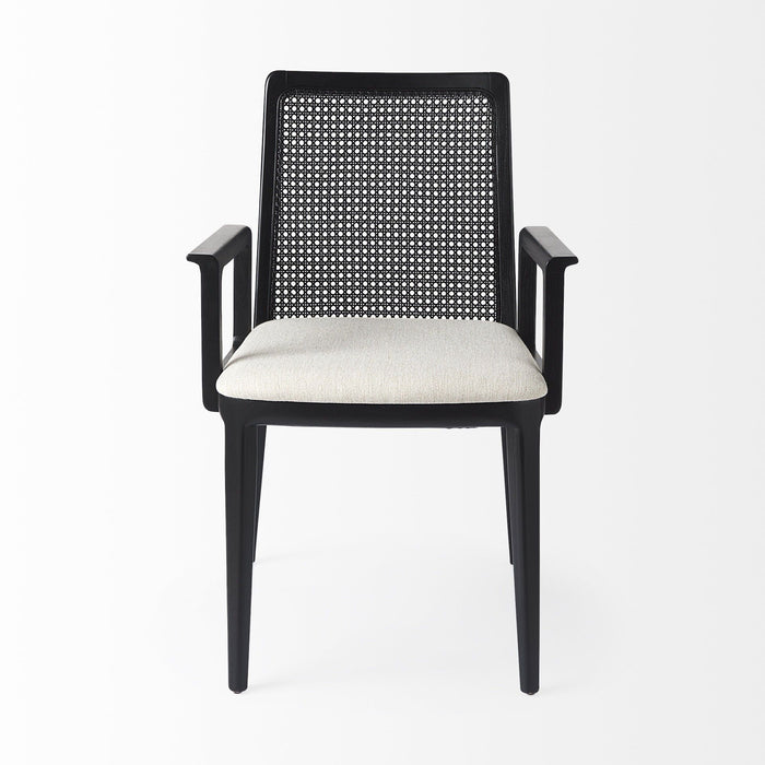 Upholstered Fabric Dining Arm Chair - Cream