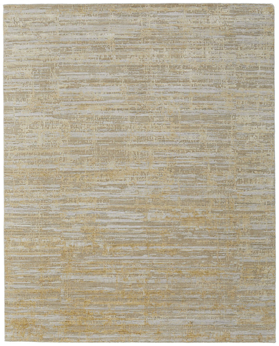 10' x 14' Abstract Hand Woven Wool Blend Area Rug - Yellow And Ivory