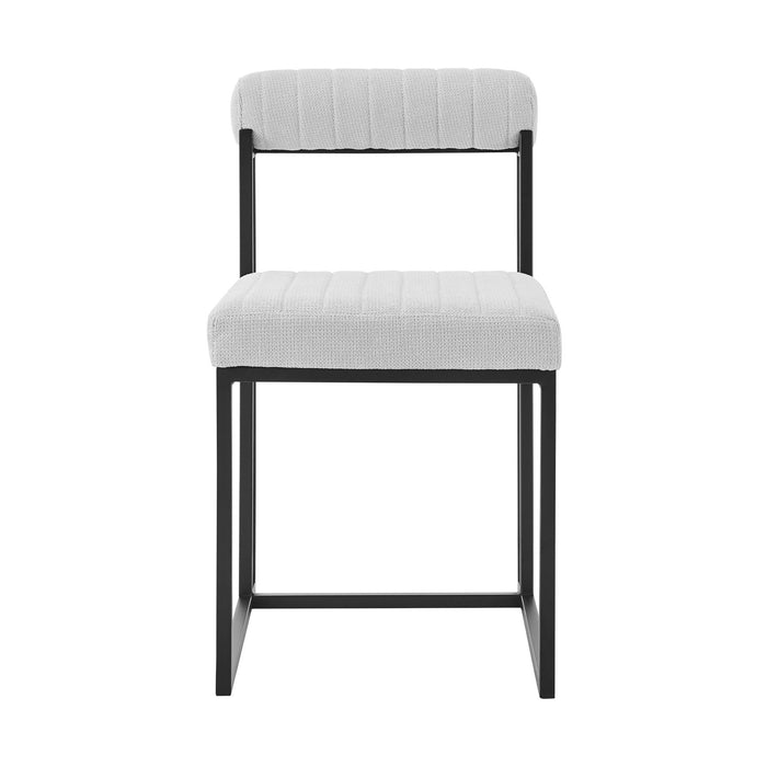 Upholstered Polyester Open Back Dining Side Chairs (Set of 2) - Pearl Silver