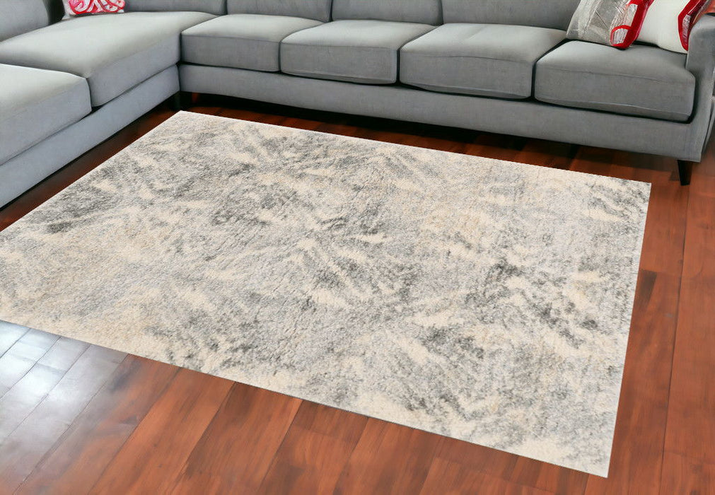 8' x 13' Abstract Area Rug - Modern Ivory And Gray