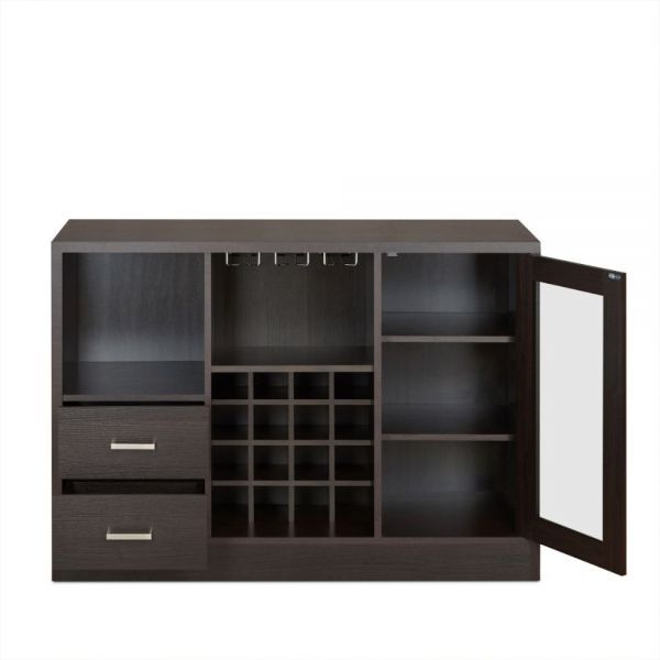Solid Wood Frame With Five Shelves And Two Drawers - Espresso