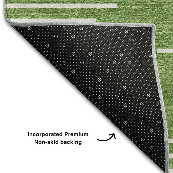 10' X 14' Geometric Washable Area Rug With UV Protection (679726) - Green / Ivory