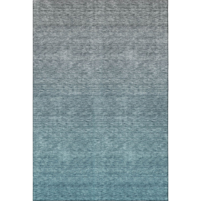 10' X 14' Ombre Washable Area Rug With UV Protection - Teal And Gray