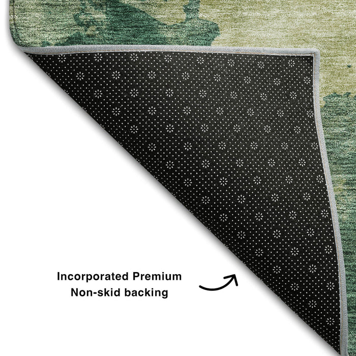 10' X 14' Abstract Washable Area Rug With UV Protection (686144) - Green / Beige