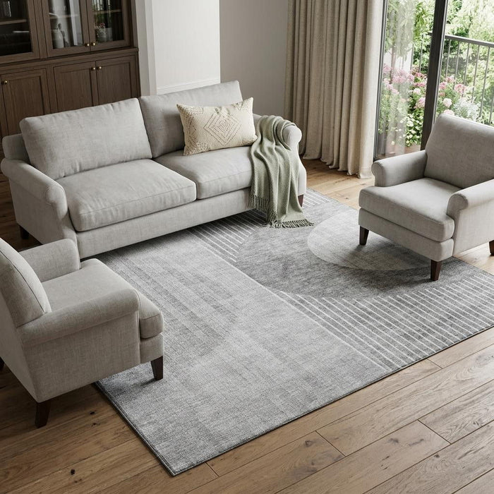 9' X 12' Geometric Washable Area Rug With UV Protection (655745) - Gray / Silver