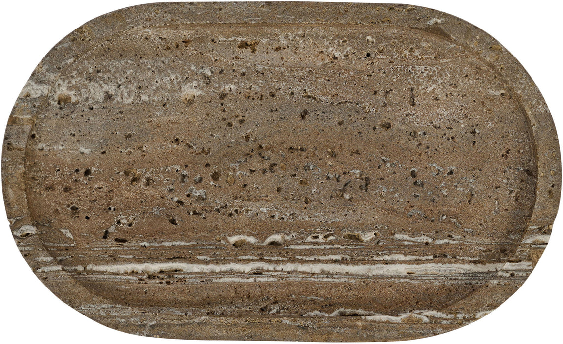 Ophelia travertine tray by Meridian Furniture showing a stylish rectangular tray with a natural travertine finish.