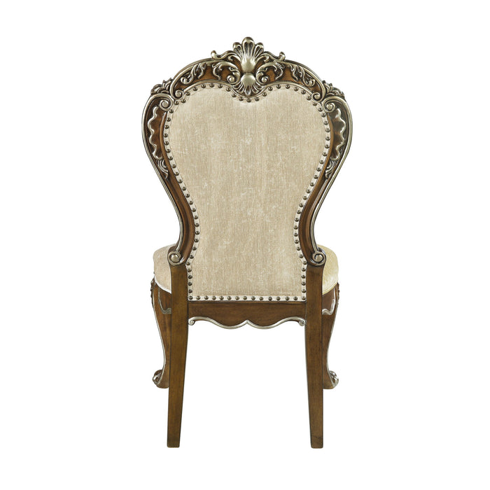 Upholstered Chenille Solid Wood Dining Side Chairs (Set of 2) - Gray / Oak