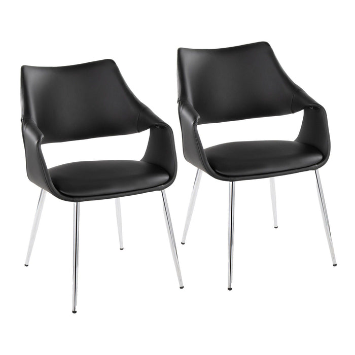 Curvo - High Back Upholstered Chair (Set of 2) - Chrome Metal Legs