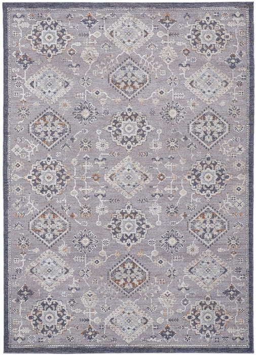 12' x 15' Floral Power Loom Stain Resistant Area Rug - Gray