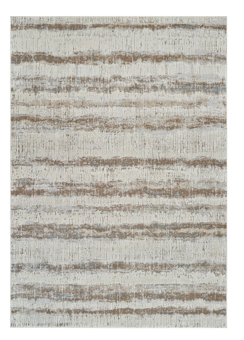 8' x 11' Abstract Non Skid Area Rug - Beige And Brown
