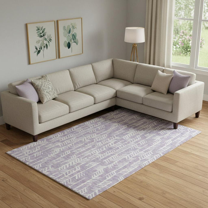 10' X 14' Tribal Washable Area Rug With UV Protection (672068) - Lavender / Ivory