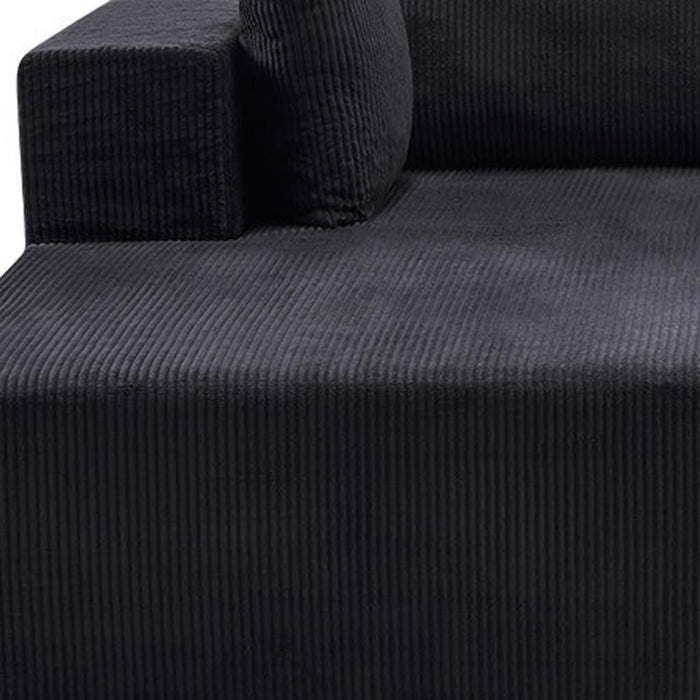 Corduroy Modular Sofa Chaise With Toss Pillows (723850) - Black