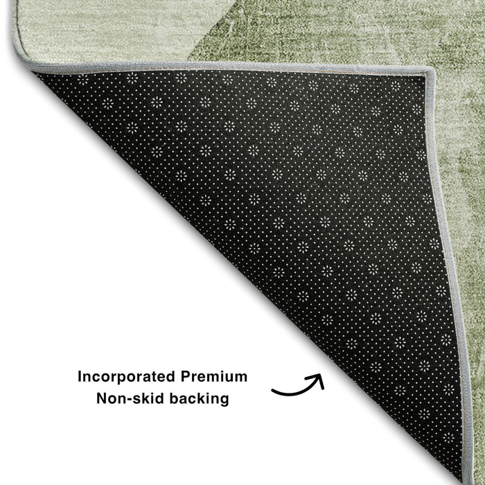10' X 14' Abstract Washable Area Rug With UV Protection (648484) - Green / Gray