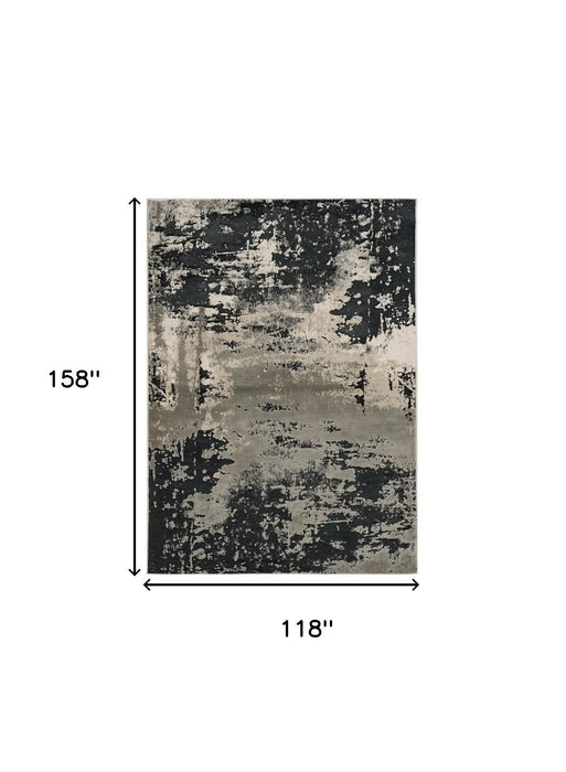 10' x 13' Machine Woven Abstract Paint Splatter Indoor Area Rug - Silver Charcoal