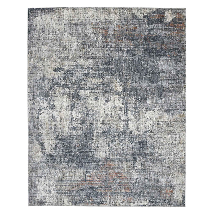 7.8' x 9.8' Abstract Power Loom Area Rug - Gray And Ivory
