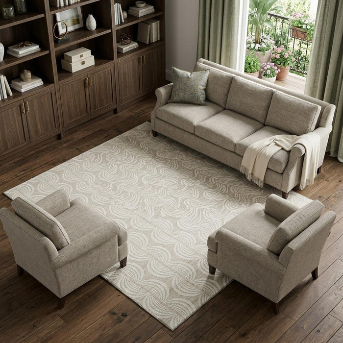 10' X 14' Ogee Washable Area Rug With UV Protection (682679) - Beige / Ivory