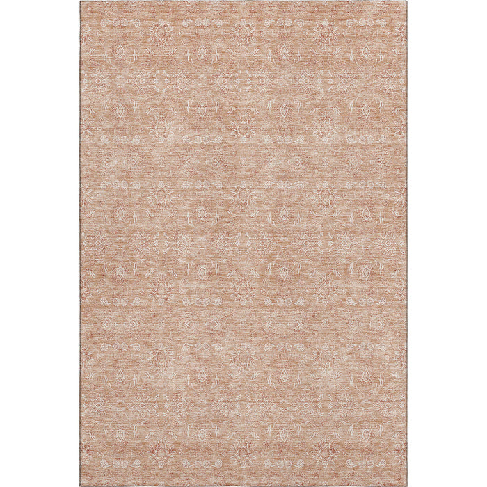 10' X 14' Floral Washable Area Rug With UV Protection (656891) - Coral / Ivory